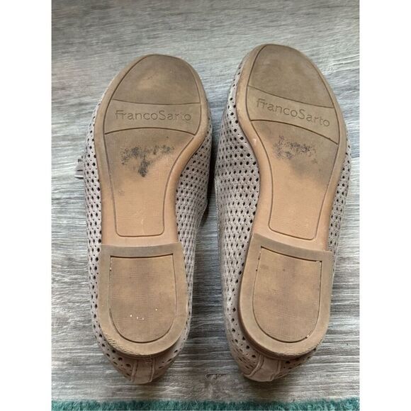 Franco Sarto Perforates Suede Tassel Loafers Tan 7 - Picture 4 of 5